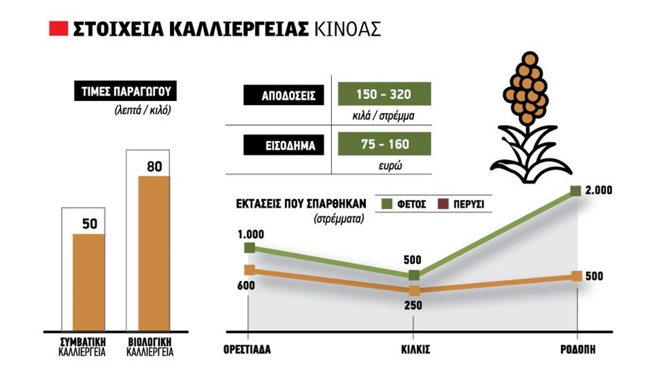 Το πριμ 110 ευρώ φέρνει αύξηση των εκτάσεων με κινόα στη Βόρεια Ελλάδα